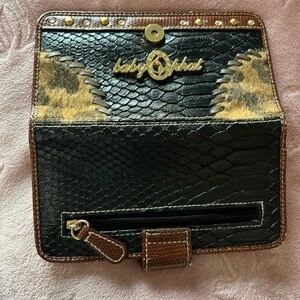 Baby Phat Black and Tan Textured Wallet